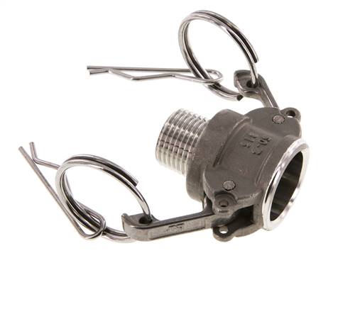 Acoplamiento de acero inoxidable Camlock DN 15 (1/2'') R 1/2'' rosca macho tipo B MIL-C-27487