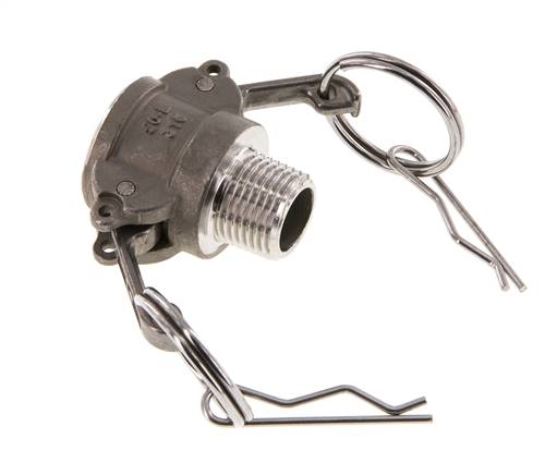 Acoplamiento de acero inoxidable Camlock DN 15 (1/2'') R 1/2'' rosca macho tipo B MIL-C-27487