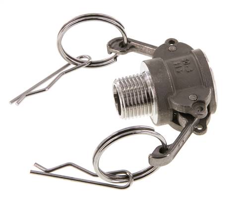 Acoplamiento de acero inoxidable Camlock DN 15 (1/2'') R 1/2'' rosca macho tipo B MIL-C-27487