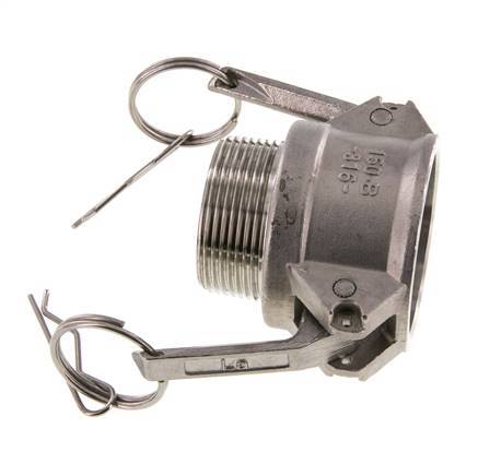 Acoplamiento de acero inoxidable Camlock DN 40 (1 1/2'') R 1 1/2'' Rosca Macho Tipo B MIL-C-27487