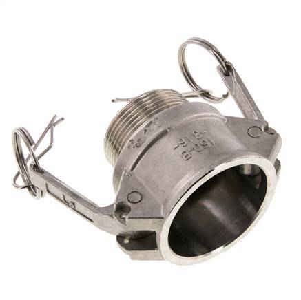 Acoplamiento de acero inoxidable Camlock DN 40 (1 1/2'') R 1 1/2'' Rosca Macho Tipo B MIL-C-27487