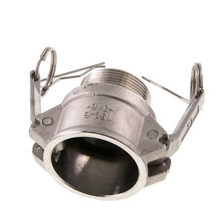 Acoplamiento de acero inoxidable Camlock DN 40 (1 1/2'') R 1 1/2'' Rosca Macho Tipo B MIL-C-27487