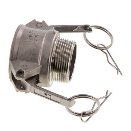 Acoplamiento de acero inoxidable Camlock DN 40 (1 1/2'') R 1 1/2'' Rosca Macho Tipo B MIL-C-27487