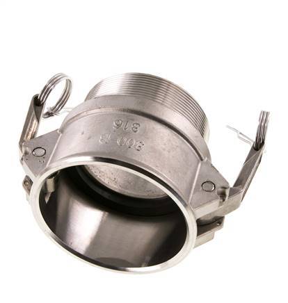 Acoplamiento de acero inoxidable Camlock DN 75 (3'') R 3'' rosca macho tipo B MIL-C-27487