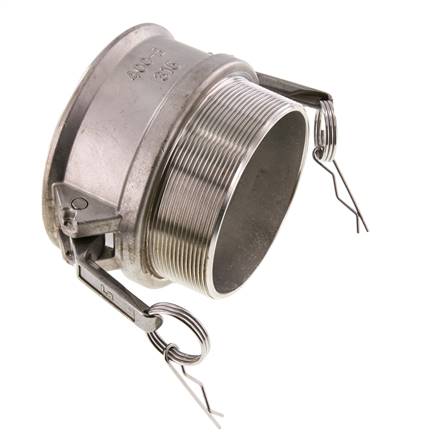 Acoplamiento de acero inoxidable Camlock DN 90 (4'') R 4'' rosca macho tipo B MIL-C-27487