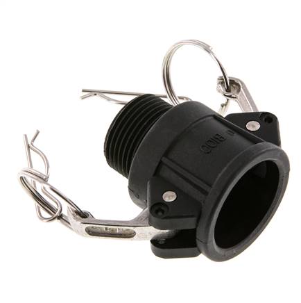 Acoplamiento de polipropileno Camlock DN 25 (1'') R 1'' rosca macho Tipo B MIL-C-27487