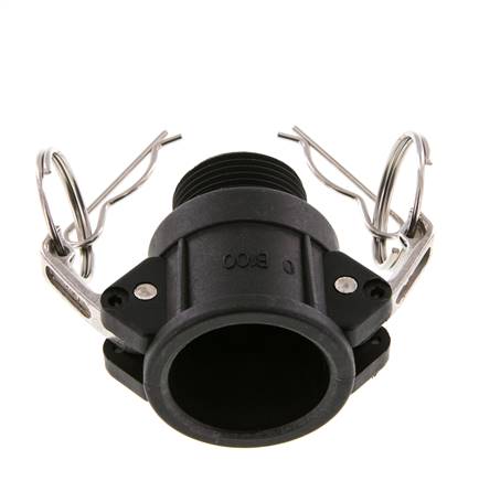 Acoplamiento de polipropileno Camlock DN 25 (1'') R 1'' rosca macho Tipo B MIL-C-27487