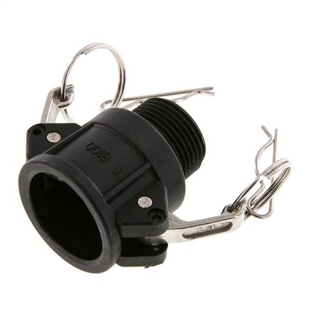 Acoplamiento de polipropileno Camlock DN 25 (1'') R 1'' rosca macho Tipo B MIL-C-27487