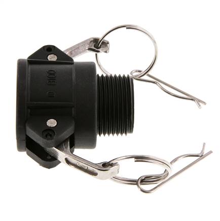 Acoplamiento de polipropileno Camlock DN 25 (1'') R 1'' rosca macho Tipo B MIL-C-27487