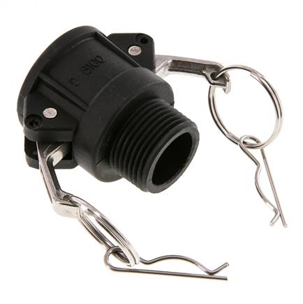 Acoplamiento de polipropileno Camlock DN 25 (1'') R 1'' rosca macho Tipo B MIL-C-27487