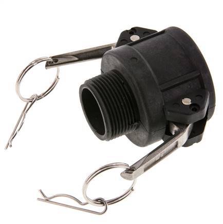 Acoplamiento de polipropileno Camlock DN 40 (1 1/2'') R 1 1/4'' rosca macho tipo B MIL-C-27487