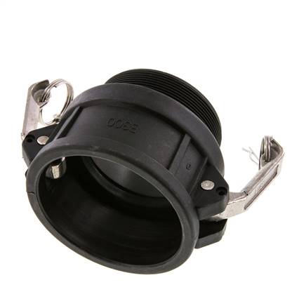Acoplamiento de polipropileno Camlock DN 75 (3'') R 3'' rosca macho Tipo B MIL-C-27487