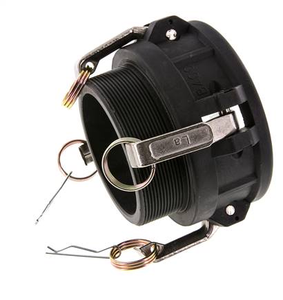 Acoplamiento de polipropileno Camlock DN 90 (4'') R 4'' rosca macho Tipo B MIL-C-27487