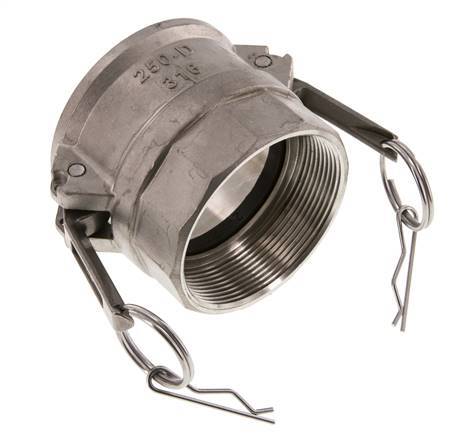 Acoplamiento de acero inoxidable Camlock DN 60 (2 1/2'') Rp 2 1/2'' Rosca Hembra Tipo D MIL-C-27487