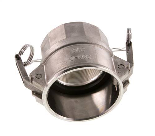 Acoplamiento de acero inoxidable Camlock DN 75 (3'') Rp 3'' Rosca Hembra Tipo D MIL-C-27487