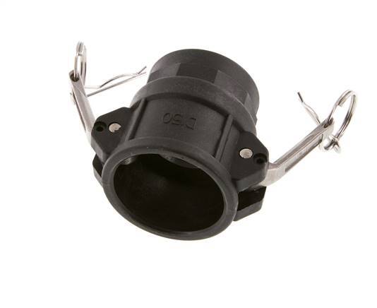 Acoplamiento de polipropileno Camlock DN 40 (1 1/2'') Rp 1 1/2'' Rosca hembra Tipo D MIL-C-27487