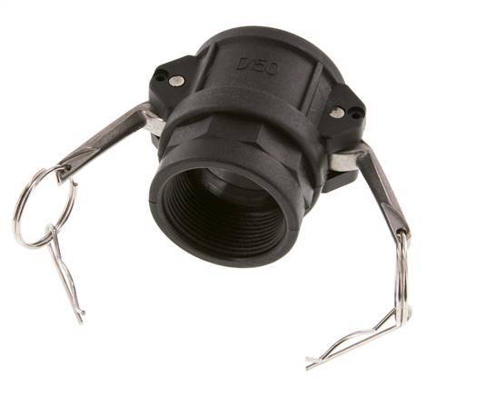 Acoplamiento de polipropileno Camlock DN 40 (1 1/2'') Rp 1 1/2'' Rosca hembra Tipo D MIL-C-27487