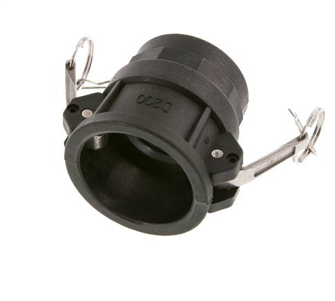 Acoplamiento de polipropileno Camlock DN 50 (2'') Rp 2'' Rosca hembra Tipo D MIL-C-27487