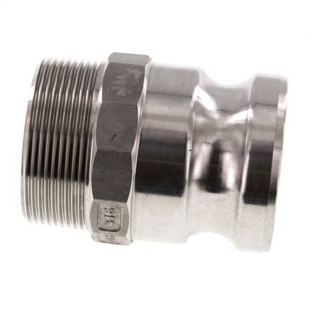 Acoplamiento de acero inoxidable Camlock DN 50 (2'') R 2'' rosca macho tipo F MIL-C-27487