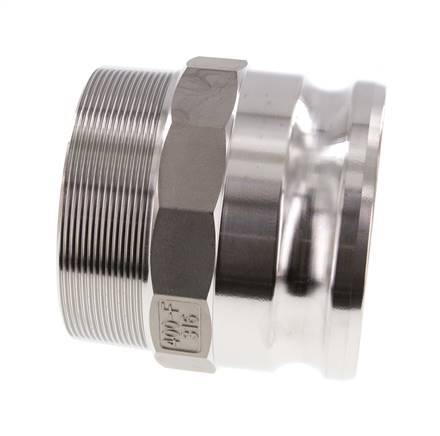 Acoplamiento de acero inoxidable Camlock DN 90 (4'') R 4'' rosca macho tipo F MIL-C-27487