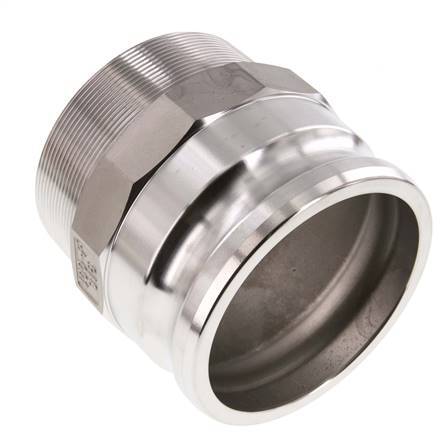 Acoplamiento de acero inoxidable Camlock DN 90 (4'') R 4'' rosca macho tipo F MIL-C-27487