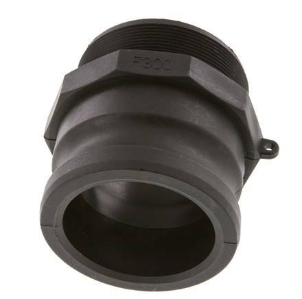 Acoplamiento de polipropileno Camlock DN 75 (3'') R 3'' rosca macho tipo F MIL-C-27487