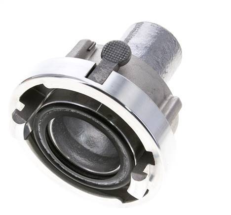 Acoplamiento Storz de aluminio forjado 52-C (66 mm) Pilar de manguera de 38 mm giratorio con bloqueo para conexión de abrazadera de seguridad