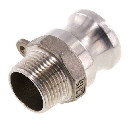 Acoplamiento de acero inoxidable Camlock DN 20 (3/4'') Rosca NPT macho de 3/4'' Tipo F MIL-C-27487