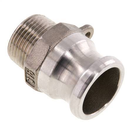 Acoplamiento de acero inoxidable Camlock DN 20 (3/4'') Rosca NPT macho de 3/4'' Tipo F MIL-C-27487