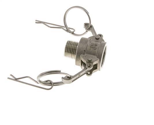 Acoplamiento de acero inoxidable Camlock DN 15 (1/2'') Rosca NPT macho de 2 1/2'' Tipo B MIL-C-27487