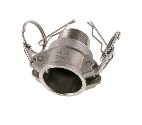 Acoplamiento de acero inoxidable Camlock DN 25 (1'') Rosca NPT macho de 1'' Tipo B MIL-C-27487