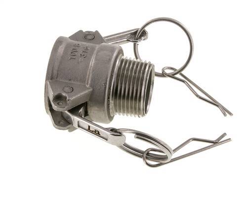 Acoplamiento de acero inoxidable Camlock DN 25 (1'') Rosca NPT macho de 1'' Tipo B MIL-C-27487
