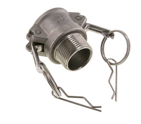 Acoplamiento de acero inoxidable Camlock DN 25 (1'') Rosca NPT macho de 1'' Tipo B MIL-C-27487