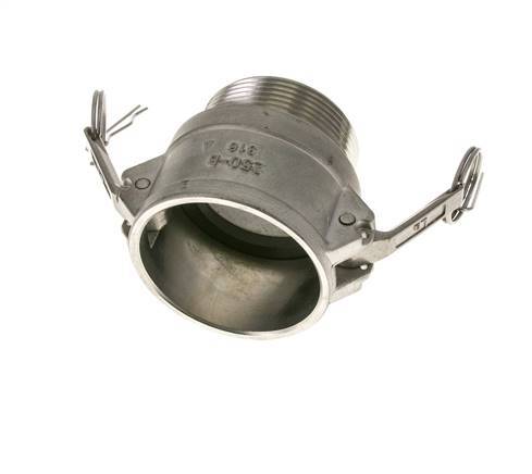 Acoplamiento de acero inoxidable Camlock DN 60 (2 1/2'') Rosca NPT macho de 2 1/2'' Tipo B MIL-C-27487