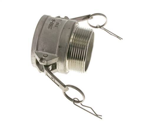 Acoplamiento de acero inoxidable Camlock DN 60 (2 1/2'') Rosca NPT macho de 2 1/2'' Tipo B MIL-C-27487