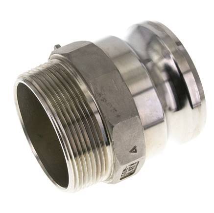 Acoplamiento de acero inoxidable Camlock DN 75 (3'') Rosca NPT macho de 3'' Tipo F MIL-C-27487