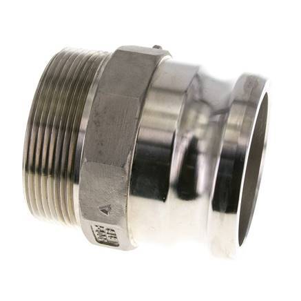 Acoplamiento de acero inoxidable Camlock DN 75 (3'') Rosca NPT macho de 3'' Tipo F MIL-C-27487