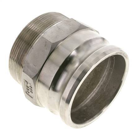 Acoplamiento de acero inoxidable Camlock DN 90 (4'') Rosca NPT macho de 4'' Tipo F MIL-C-27487