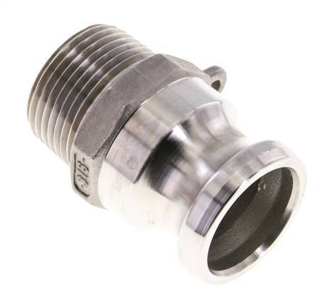 Acoplamiento de acero inoxidable Camlock DN 25 (1'') Rosca NPT macho de 1'' Tipo F MIL-C-27487