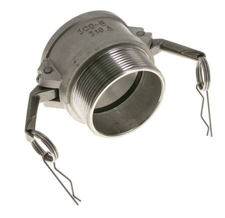 Acoplamiento de acero inoxidable Camlock DN 75 (3'') Rosca NPT macho de 3'' Tipo B MIL-C-27487