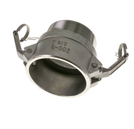 Acoplamiento de acero inoxidable Camlock DN 75 (3'') Rosca NPT macho de 3'' Tipo B MIL-C-27487