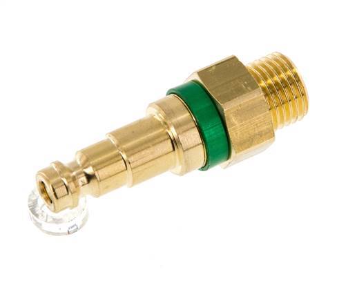 Acoplamiento de aire de latón DN 5 verde Enchufe G 1/4 pulgada macho de doble cierre