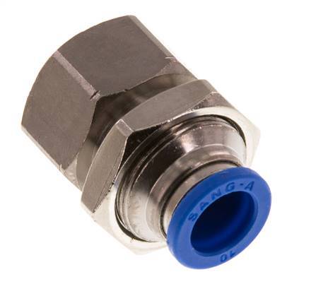 Racor rápido de 10 mm x G1/4'' con rosca hembra Pasamuros de latón/PA 66 NBR
