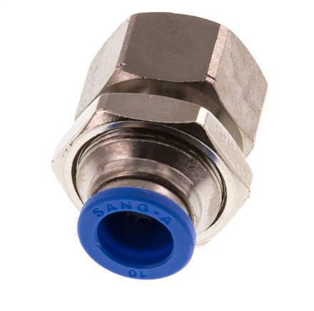 Racor rápido de 10 mm x G1/4'' con rosca hembra Pasamuros de latón/PA 66 NBR