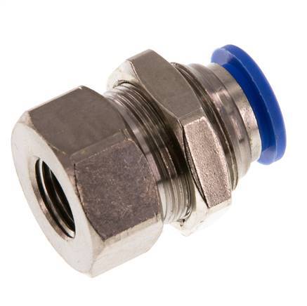 Racor rápido de 12 mm x G1/4'' con rosca hembra Pasamuros de latón/PA 66 NBR