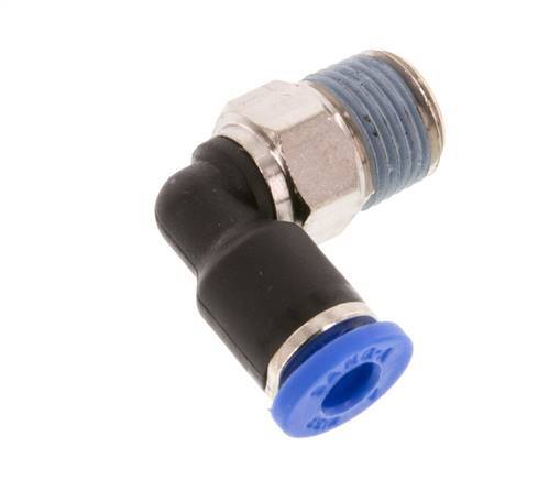 Racor de 4mm x R1/8'' 90deg con rosca macho latón/PA 66 NBR manguito corto giratorio [5 piezas]