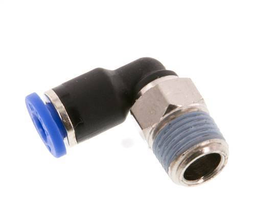 Racor de 4mm x R1/8'' 90deg con rosca macho latón/PA 66 NBR manguito corto giratorio [5 piezas]