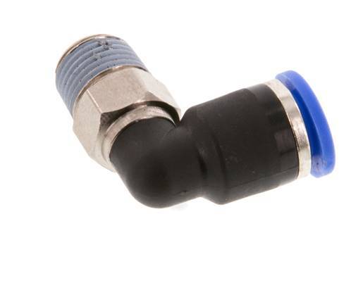 Racor de 6mm x R1/8'' 90deg con rosca macho Latón/PA 66 NBR de manguito corto giratorio [2 piezas]