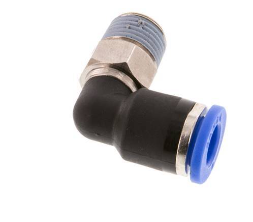 Racor de 6mm x R1/8'' 90deg con rosca macho Latón/PA 66 NBR de manguito corto giratorio [2 piezas]