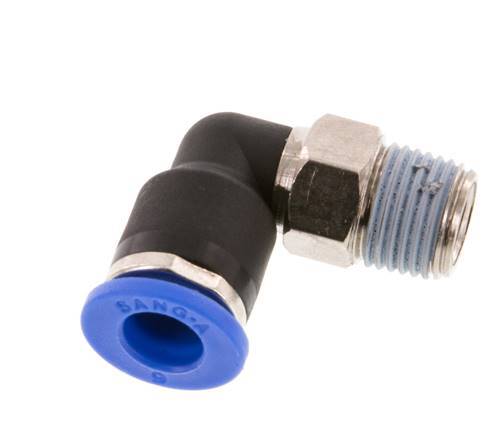 Racor de 6mm x R1/8'' 90deg con rosca macho Latón/PA 66 NBR de manguito corto giratorio [2 piezas]